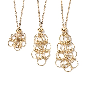 3Pcs 3 Styles 304 Stainless Steel Cable Chain Necklace Makings, with Blank Cage Pendants, Golden, 16.93~27.95 inch(43~71cm), 1pc/style