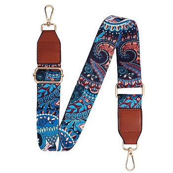 Wide Polyester Purse Straps, Replacement Adjustable Shoulder Straps, Retro Removable Bag Belt, with Swivel Clasp, for Handbag Crossbody Bags Canvas Bag, Leaf Pattern, 79~12.9x3.8cm