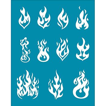 Silk Screen Printing Stencil, for Painting on Wood, DIY Decoration T-Shirt Fabric, Fire Pattern, 100x127mm