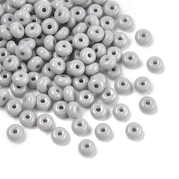 Imitation Jade Glass Seed Beads, Round Hole, Rondelle, Light Grey, 4~4.5x2~2.5mm, Hole: 1mm, 140pcs/set