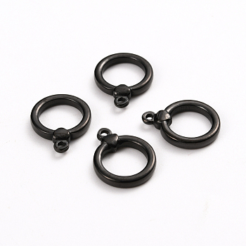 304 Stainless Steel Toggle Clasps Parts, Ring, Electrophoresis Black, 18x14x3mm, Hole: 1.5mm, Inside: 10x10mm