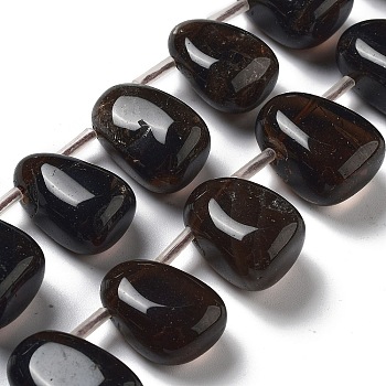 Natural Smoky Quartz Beads Strands, Teardrop, Top Drilled, 22.5~26x14.5~19x12~14.5mm, Hole: 0.9mm, about 8~9pcs/strand, 7.48''~8.66''(19~22cm)