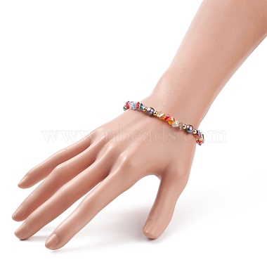 Natural Pearl & Glass Triangle Beaded Stretch Bracelet for Women(BJEW-JB08230)-4