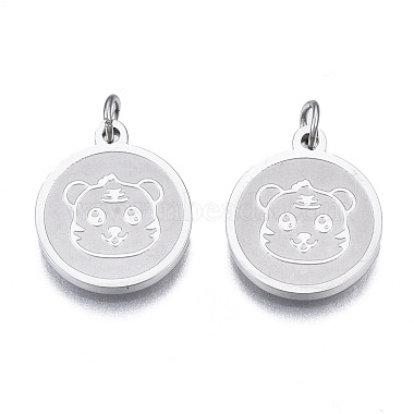 Stainless Steel Color Flat Round 304 Stainless Steel Charms