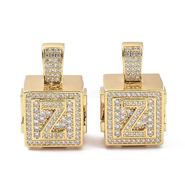 Alphabet Brass Micro Pave Clear Cubic Zirconia Pendants(ZIRC-O045-01G-Z)-2