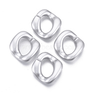 Spray Painted CCB Plastic Linking Rings, Quick Link Connectors, For Jewelry Curb Chains Making, Twist, Silver, 32x29.5x7mm, Inner Diameter: 12x18mm(CCB-R104-04C-03)
