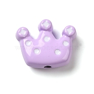 Spray Painted Alloy Enamel Beads, Cadmium Free & Lead Free, Crown, Lilac, 11x14x5mm, Hole: 1.4mm(PALLOY-S186-13H)