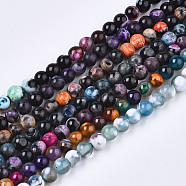 Natural Fire Crackle Agate Beads Strands, Dyed & Heated, Round, Mixed Color, 4mm, Hole: 0.5mm, about 94~96pcs/strand, 14.57 inch~14.96 inch(37~38cm)(G-S359-230)