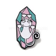 Cat & Crystal Cluster Theme Enamel Pins, Black Alloy Badge for Backpack Clothes, Colorful, 30x17x1.5mm(JEWB-F029-02)