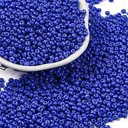 8/0 Baking Paint Glass Seed Beads, Round Hole, Teardrop, Royal Blue, 3x2mm, Hole: 1mm, about 18750pcs/pound(SEED-M012-02A-54)