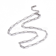 201 Stainless Steel Paperclip Chain Necklace for Men Women, Stainless Steel Color, 17.72 inch(45cm)(NJEW-P268-A33-1X5)