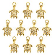 10Pcs Brass Micro Pave Clear Cubic Zirconia Pendants, Cadmium Free & Lead Free, Turtle, Golden, 16x10.5x2.5mm, Hole: 3.4mm(KK-SZ0005-37)