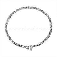 316 Surgical Stainless Steel Wheat Chain Bracelets, with Lobster Claw Clasps, Stainless Steel Color, 7-1/8 inch(180mm), 3mm(BJEW-M187-07-B)