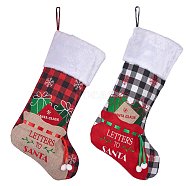 2Pcs 2 Style Christmas Socks Gift Bags, for Christmas Decorations, Word Letters to Santa, Colorful, 53x26x0.7cm, 1pc/color(HJEW-SZ0001-08)