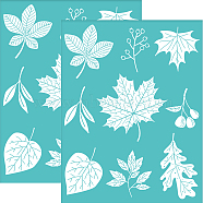 Self-Adhesive Silk Screen Printing Stencil, for Painting on Wood, DIY Decoration T-Shirt Fabric, Turquoise, Leaf Pattern, 280x220mm(DIY-WH0338-126)