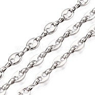 Iron Coffee Bean Link Chains, Unwelded, with Spool, Platinum, 7x5.5x1mm, Link: 7.5x2.5x1.2mm, about 32.81 Feet(10m)/Roll(CH-T005-11P)