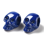 Bioceramics Zirconia Ceramic Beads, Nickle Free, No Fading and Hypoallergenic, Large Hole Beads, Skull, Royal Blue, 20.5x12.5x12.5mm, Hole: 7.5mm(PORC-C002-18B)