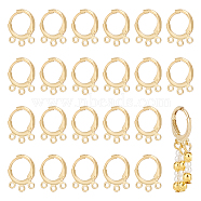 12pairs Brass Leverback Earring Findings, with 3-hole Loops, Golden, 14.5x11.5x2mm, Hole: 1.5mm, Pin: 0.8mm(KK-BC0013-28B)