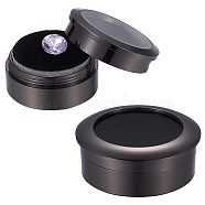 Elite 2Pcs 2 Style Alloy Loose Diamond Boxes, Flat Round with Clear Glass Window and Sponge Inside, for Jewelry Cabochons Displays, Electrophoresis Black, 3.25~4x1.5~1.65cm, 1pc/style(CON-PH0002-90B)