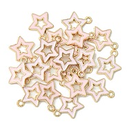 Alloy Enamel Pendants, Star, Light Gold, Pink, 16x14x2mm, Hole: 1.6mm, about 20pcs/bag(ENAM-YW0003-01C)