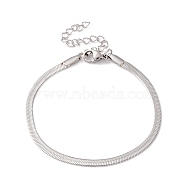 304 Stainless Steel Herringbone Chains Bracelet for Men Women, Stainless Steel Color, Wide: 3mm, 6-1/2 inch(16.5cm)(BJEW-D450-01P-01)