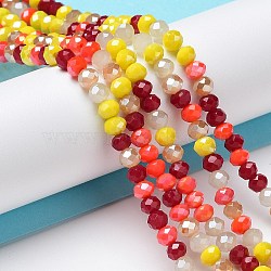 Glass Beads Strands, Faceted, Rondelle, Yellow, 4~4.5x3.5mm, Hole: 1mm, about 121~127pcs/strand, 16.61inch~17.20 inch(42.2~43.7cm)(EGLA-A034-M4mm-01)