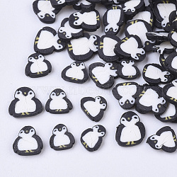 Handmade Polymer Clay Cabochons, Fashion Nail Art Decoration Accessories, Penguin, Black, 4~6.5x4~5.5x0.5~1.5mm, about 35000~40000pcs/500g(CLAY-R087-14)