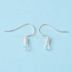 Jewelry Findings, Cadmium Free & Lead Free, Iron Earring Hooks, with Horizontal Loop, Silver Color Plated, 16x14mm(J079D051)