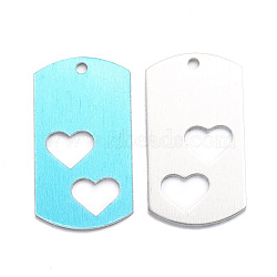 Aluminium Pendants, Stamping Blank Tag, Custom Engraving Name Plate, Business Card Blanks, Dog Tap Shape with Heart, Platinum, 46x25x1.5mm, Hole: 3mm(X-ALUM-WH0164-71P)