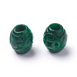 Natural Myanmar Jade/Burmese Jade Beads, Dyed, Carved Barrel, Green, 15~16x12.5~13mm, Hole: 5mm(G-L495-07B)