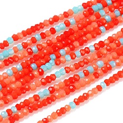 Glass Beads Strands, Faceted, Rondelle, Old Rose, 2~2.5x1.3~2mm, Hole: 0.7mm, about 241pcs/Strand, 16.54 inch(42cm)(GLAA-F106-A-01)