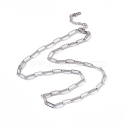 201 Stainless Steel Paperclip Chain Necklace for Men Women, Stainless Steel Color, 17.72 inch(45cm)(NJEW-P268-A33-1X5)