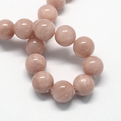 Natural Dyed Yellow Jade Gemstone Bead Strands, Round, Rosy Brown, 8mm, Hole: 1mm, about 50pcs/strand, 15.7 inch(G-R271-8mm-YXS05)