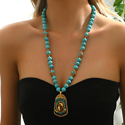 Luxurious Long Natural Turquoise Pendant Necklace for Women's Banquet Party Gift, Pisces, 27.56 inch(70cm)(BV8269-2)