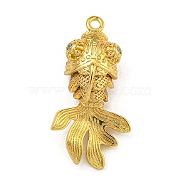 Rack Plating Brass Micro Pave Cubic Zirconia Pendants, Long-Lasting Plated, Goldenfish, Real 18K Gold Plated, 27x15x10.5mm, Hole: 1.8mm(KK-U035-11G)