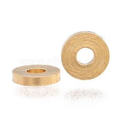 Brass Spacer Beads, Long-Lasting Plated, Flat Round, Real 24K Gold Plated, 5x1mm, Hole: 1.5mm(X-KK-H759-12D-G)