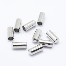 304 Stainless Steel Cord Ends, End Caps, Column, Stainless Steel Color, 7x3mm, Inner Diameter: 2.5mm(STAS-I097-072B)