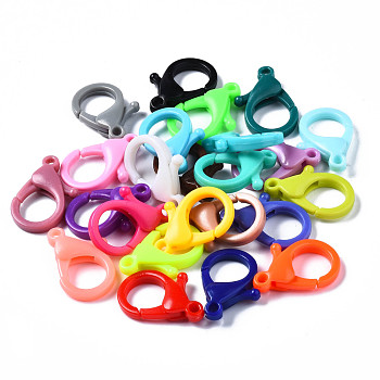 Opaque Acrylic Lobster Claw Clasps, Mixed Color, 25x18x6mm, Hole: 2mm