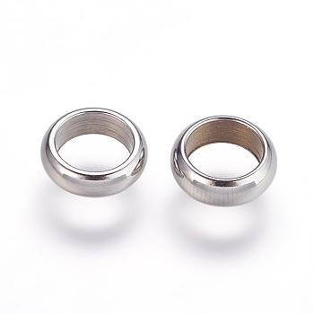 201 Stainless Steel Beads, Ring, Large Hole Beads, Stainless Steel Color, 7x2mm, Hole: 5mm