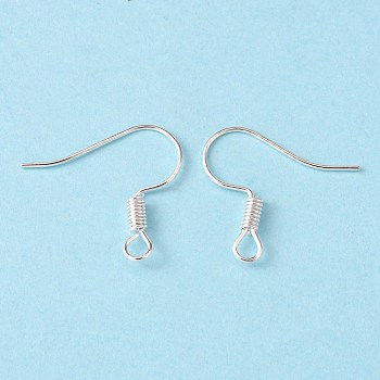 Jewelry Findings, Cadmium Free & Lead Free, Iron Earring Hooks, with Horizontal Loop, Silver Color Plated, 16x14mm