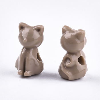 Opaque Acrylic Kitten Beads, Cat Shape, Rosy Brown, 14.5x8.5x9.5mm, Hole: 2.5mm, about 860pcs/500g