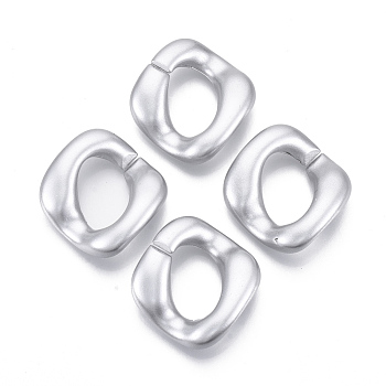 Spray Painted CCB Plastic Linking Rings, Quick Link Connectors, For Jewelry Curb Chains Making, Twist, Silver, 32x29.5x7mm, Inner Diameter: 12x18mm