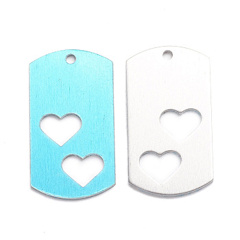 Aluminium Pendants, Stamping Blank Tag, Custom Engraving Name Plate, Business Card Blanks, Dog Tap Shape with Heart, Platinum, 46x25x1.5mm, Hole: 3mm