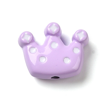 Spray Painted Alloy Enamel Beads, Cadmium Free & Lead Free, Crown, Lilac, 11x14x5mm, Hole: 1.4mm