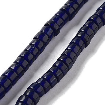 Handmade Lampwork Beads, Column, Midnight Blue, 8~8.5x4~6mm, Hole: 1.8mm, about 131pcs/strand, 25.79''(65.5cm)