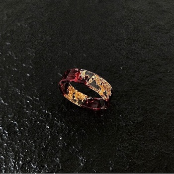 Gold Foil Resin Finger Rings, Dark Red, Inner Diameter: 18mm