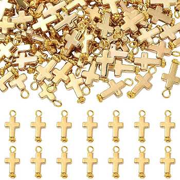100Pcs Alloy Pendants, with Iron Findings, Cross Charms, Golden, 19mm, Hole: 2mm