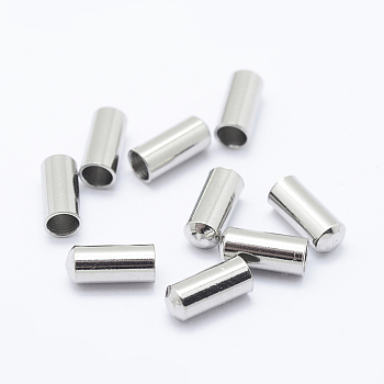 304 Stainless Steel Cord Ends, End Caps, Column, Stainless Steel Color, 7x3mm, Inner Diameter: 2.5mm