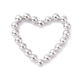 304 Stainless Steel Linking Rings, Imitation Round Beaded Heart, Stainless Steel Color, 20x22x2.5mm, Inner Diameter: 12x16mm