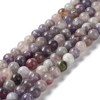 Natural Plum Blossom Tourmaline Beads Strands, Round, 8mm, Hole: 1mm, about 52~53pcs/strand, 38.6~39.1cm